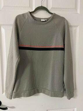 ONIA Light Grey Striped Contrast Raglan DAVE  PullOver Sweater